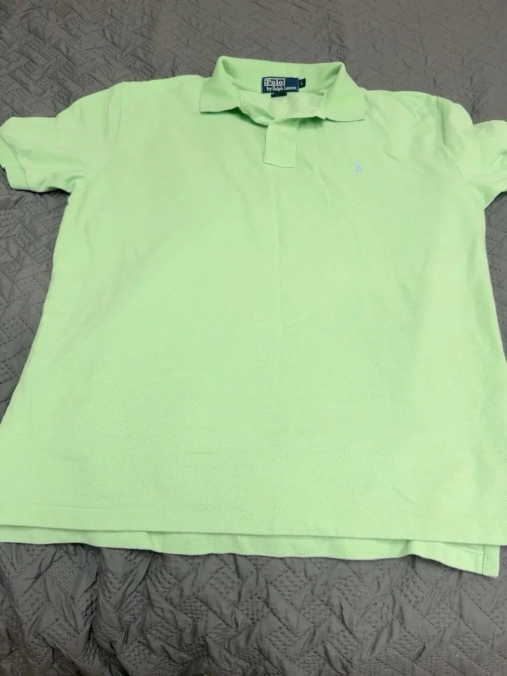 Vintage Polo Ralph Lauren Men’s L Lime Green Cotton Pique Shirt USA Fabric